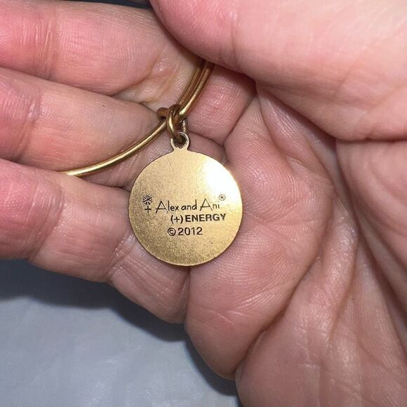 Alex and Ani Elephant Charm Bangle Bracelet Gold Tone RARE RETIRED - Picture 4 of 6